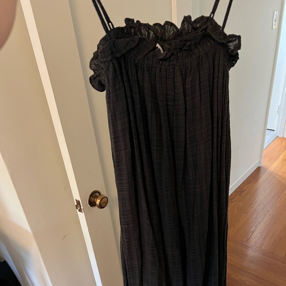 Apiece Apart Charcoal & Brown Ruffled Maxi Dress